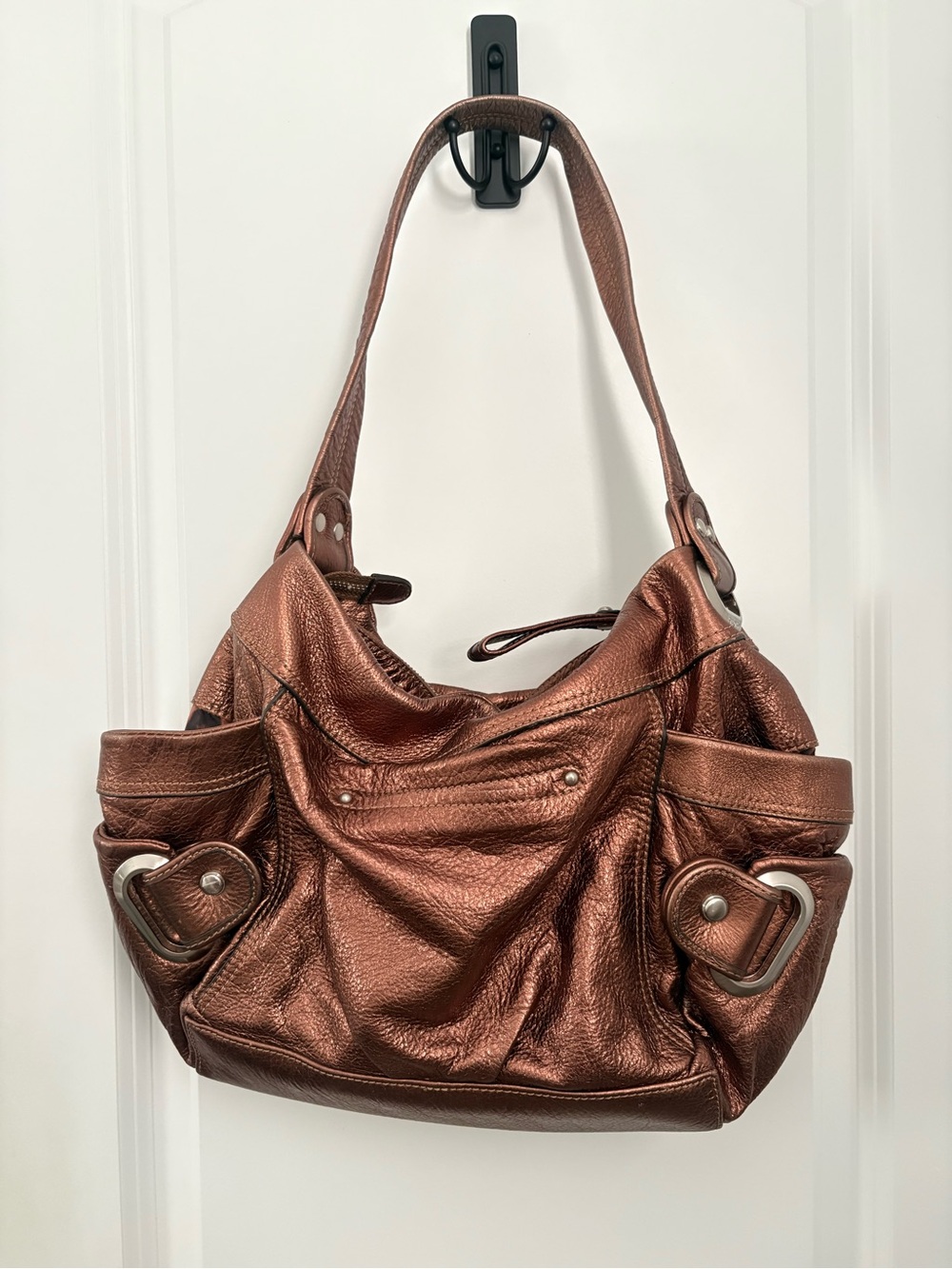 b. makowsky Metallic Copper Shoulder Bag